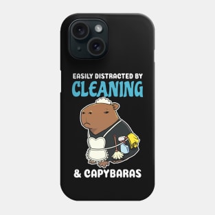 Easily Distracted by Cleaning and Capybaras Cartoon Phone Case