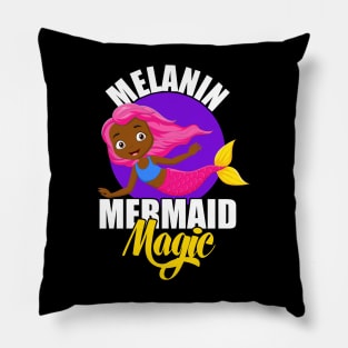 African American Mermaid Melanin is Magic Girls / Kids Pillow