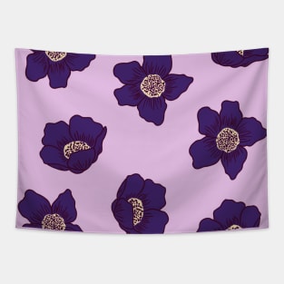 Purple Anemone Flowers Tapestry