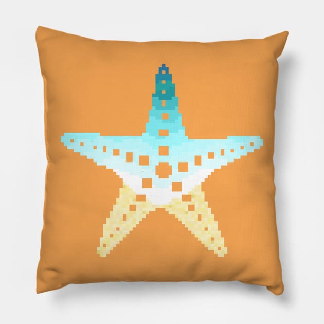 Modern Pixel Ocean Sea Star Pillow by jofudachi
