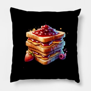 Peanut Butter And Jelly Toast Sandwich Vintage Established Breakfast Yummy Kawaii Pillow