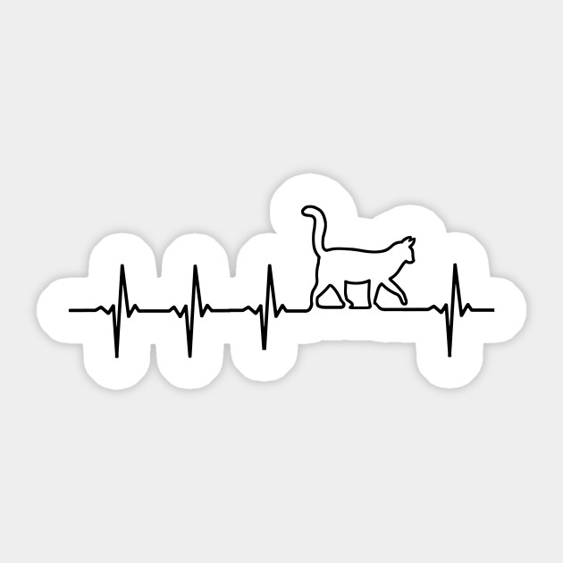 Cat Heartbeat Ekg Cat Heartbeat Sticker Teepublic