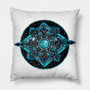 Blue Portal Mandala Pillow