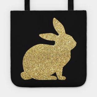 Gold Faux Glitter Easter Bunny Tote