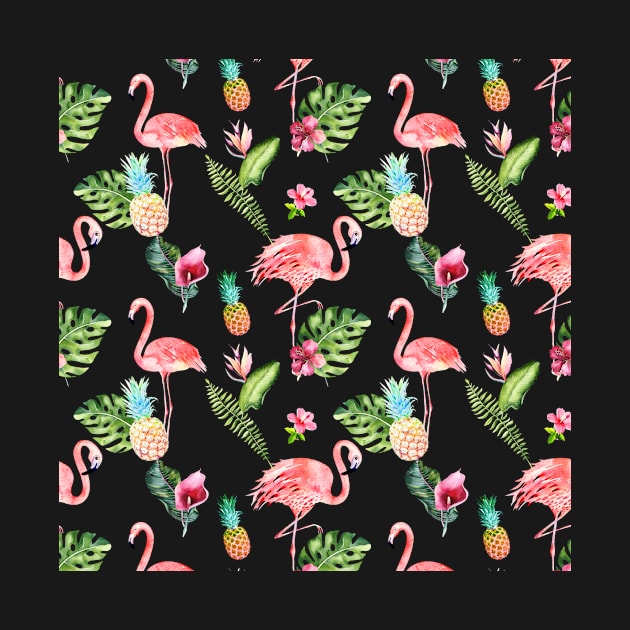 Pink Flamingo Watercolor Pattern by PixDezines