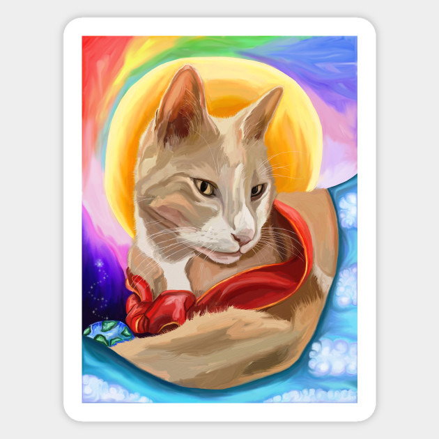Cat S Ascension To Rainbow Bridge Ginger Cat Sticker Teepublic