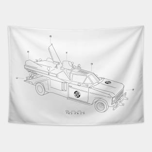 Buckaroo Banzai Jet Car - black ink Tapestry