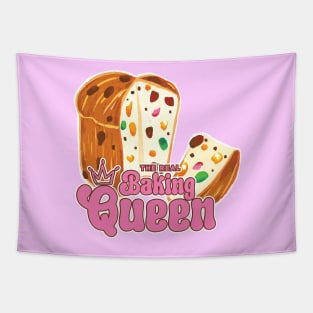 Funny Baking humour Fruitcake Quote with The real Baking Queen slogan Tapestry