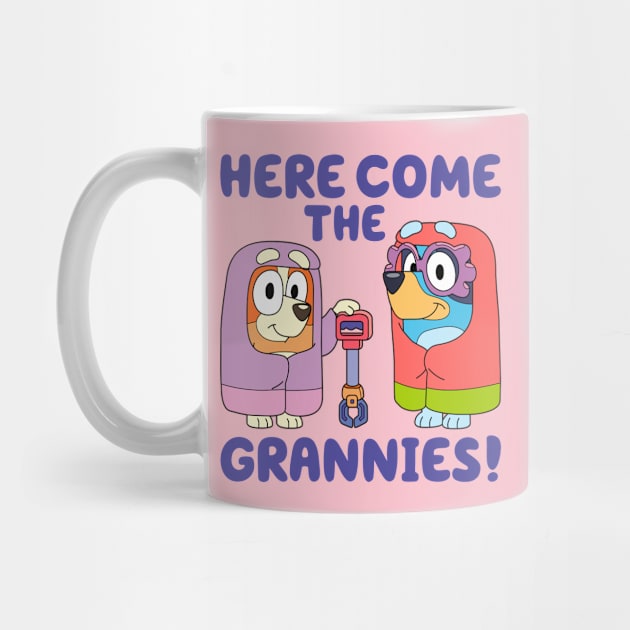 Discover Here come the grannies, Jannet and Rita BlueyDad - BlueyDad Grannies - Mug