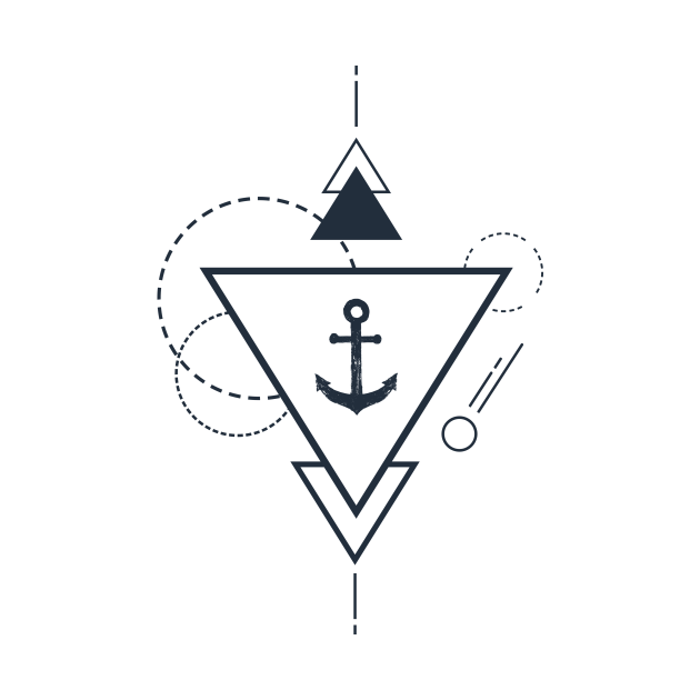 Disover Creative Illustration In Geometric Style. Anchor, Ocean, Ship, Adventure, Nautical - Anchor - T-Shirt