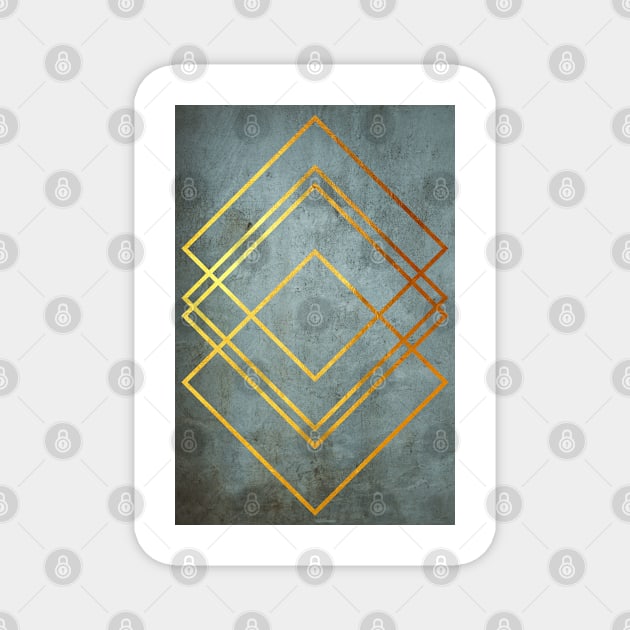 Geometric Art Marble Design With Golden Lines Magnet by OurSimpleArts