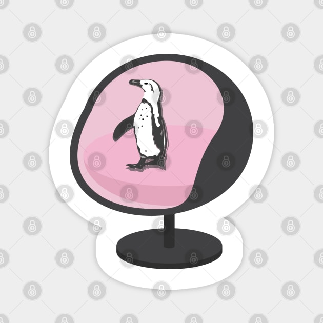 African Penguin Sitting on a Pink Egg Chair Magnet by Lisa Williams Design