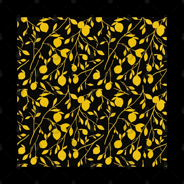 Yellow Lemons Botanical Pattern Fresh Citrus by Trippycollage
