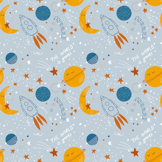 Cute baby cosmic pattern Kids T-Shirt by DanielK