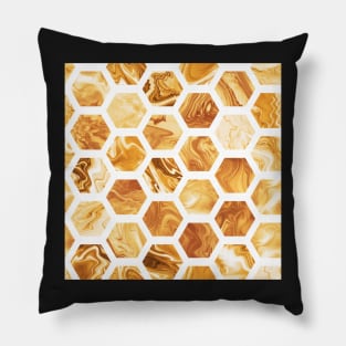 Golden hexagons Pillow