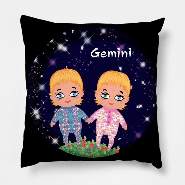 Gemini zodiac sign Pillow by maryglu