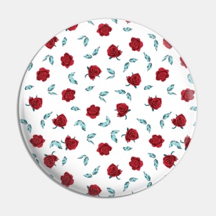 Gothic Red Roses and Leaves on White Background Pin