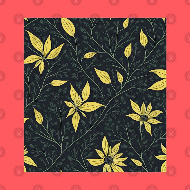 Yellow black-eyed susan flowers pattern by webbygfx