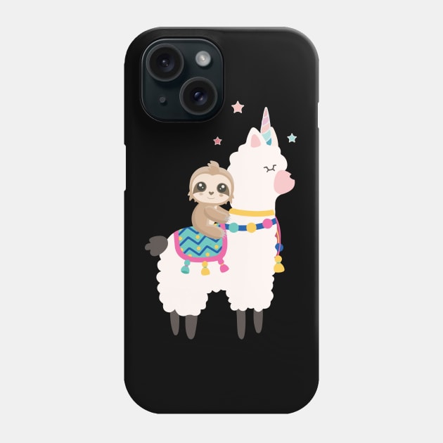 Cute Sloth Riding Llama funny t shirt - Sloth T-Shirt - Funny Llama Shirt - Sloth And Llama Shirt - Sloth Llama Shirts - Llama and animal lover Phone Case by MaryMary