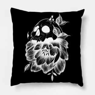 Skull and flower (white version) Pillow