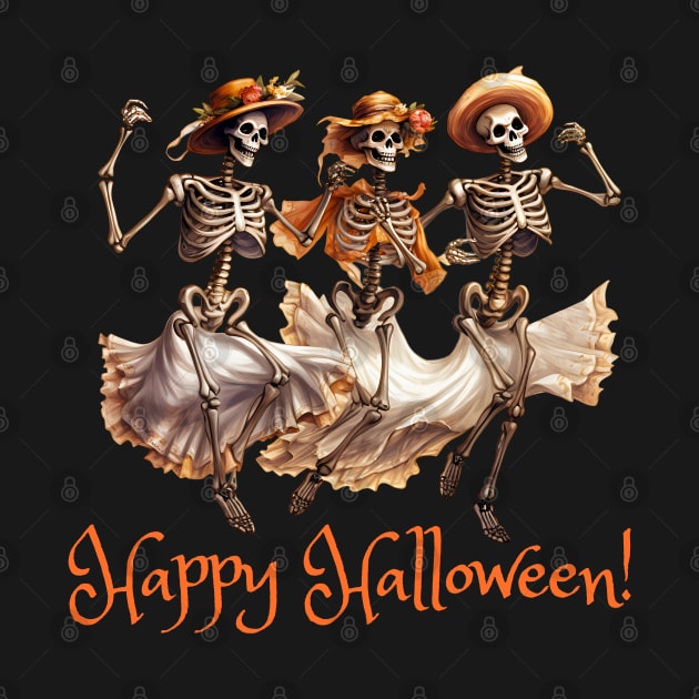 Glamour Ghouls Pretty Fashionable Skeletons Happy Halloween by Dibble Dabble Designs
