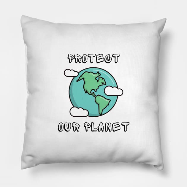 Protect Earth Ocean Sea Shirt Planet Greta Mother Earth Thunberg Cute Recycle Funny Mother Earth Water Plastic Eco Climate Change SOS Help Pollution Nature Ozone Environment Cute Funny Gift Idea Pillow by EpsilonEridani