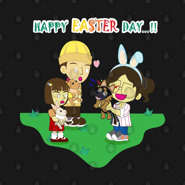 Happy easter's day, Bunny easter, Girl show off her puppy, Ruby the German shepherd greet new friends, children throng to see the puppy, cute GSD, cute dog, dog lover, little Alsatian, Alsatian lover. by Figaro-17