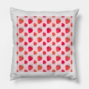 Red Strawberries Pink Pattern Pillow