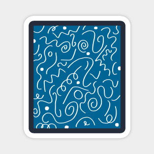 Blue & White Squiggles Magnet