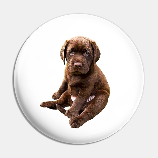 Chocolate Labrador Retriever Puppy Dog Pin by ElegantCat