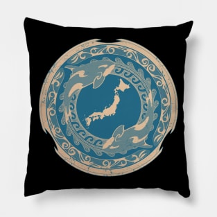 Orcas and map of Japan Pillow