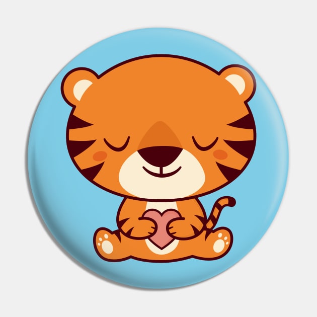 Kawaii Cute Tiger Sitting Down Pin by happinessinatee