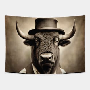 Victorian Bison Portrait Artistic Gift Fashion Bison Style Tapestry