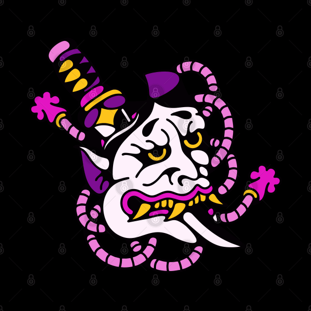 Hannya oni and sword purple by Bojes Art