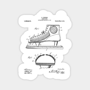 Ice Hockey Skates Patent - Ice Skates Art - Black And White Magnet