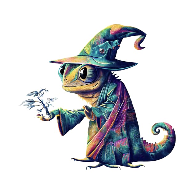 Antropomorphic Chameleon in a Wizard Robe by thematics