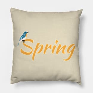 spring, bird, yellow Pillow