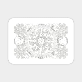 Celtic Rabbit Mandala Black and White Magnet