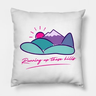 Running Up Those Hills - Mountain trail runner 80/90s retro vintage edition Pillow