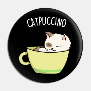 Cat-puccino Cute Funny Coffee Cat Pun Pin