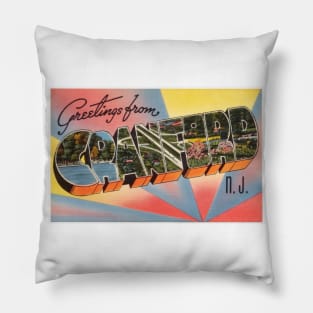 Greetings from Cranford, New Jersey - Vintage Large Letter Postcard Pillow