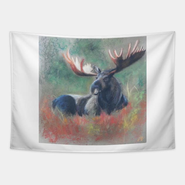 Lying moose Tapestry by hicksi7