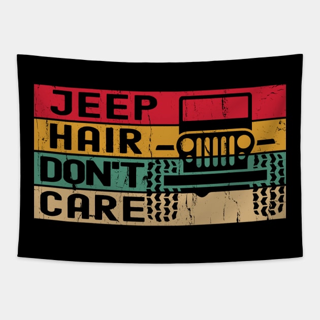 Jeep Hair Don't Care Vintage Jeep Retro Color Jeep Jeeps Lover Tapestry by Jane Sky