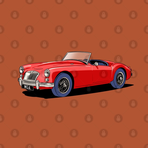 Classic MG MGA Roadster in Red by Webazoot