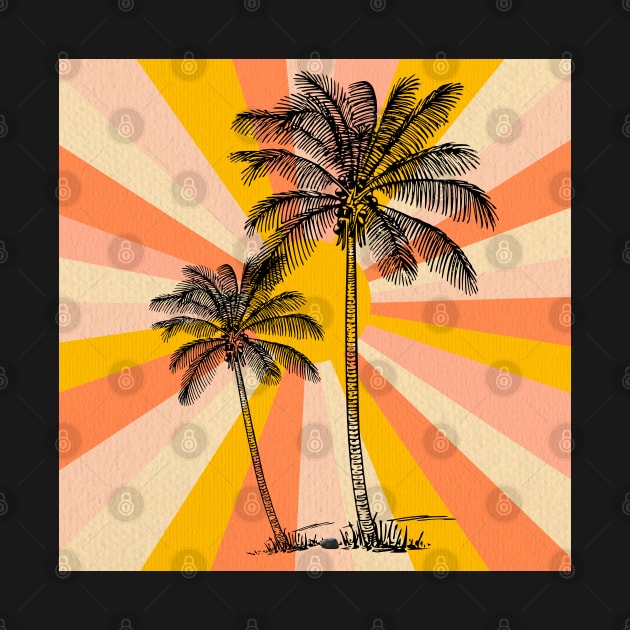 Vintage palm trees with sun by Nano-none