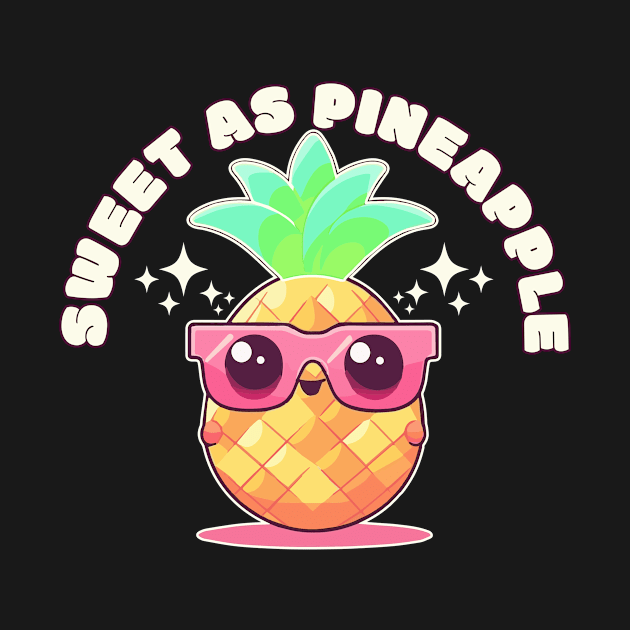 Sweet as Pineapple" T-Shirt - Cute Kawaii Pineapple Design by TSHIRT PLACE