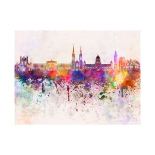 Belfast skyline in watercolor background T-Shirt