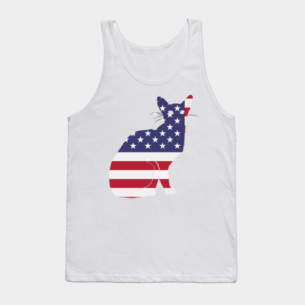 American Flag Funny Cat American Flag Tank Top Teepublic