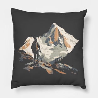 Beautiful Summer Hiking Mountain Scene Pillow