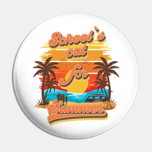 Schools out for summer Retro quote groovy teacher vacation Pin